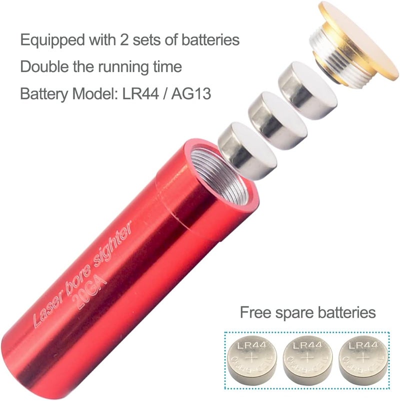 MOSANDON Red Dot Laser Bore Sight, Bore Sight Lase for 20GA/20Gauge Caliber,Laser Boresighter with 2 Sets of Batteries for Hunting - Image 2
